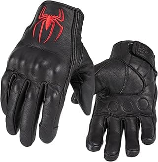 Goatskin Leather Motorcycle Motorbike Powersports Racing Gloves Reflective Skull Touchscreen for Men and Women Model