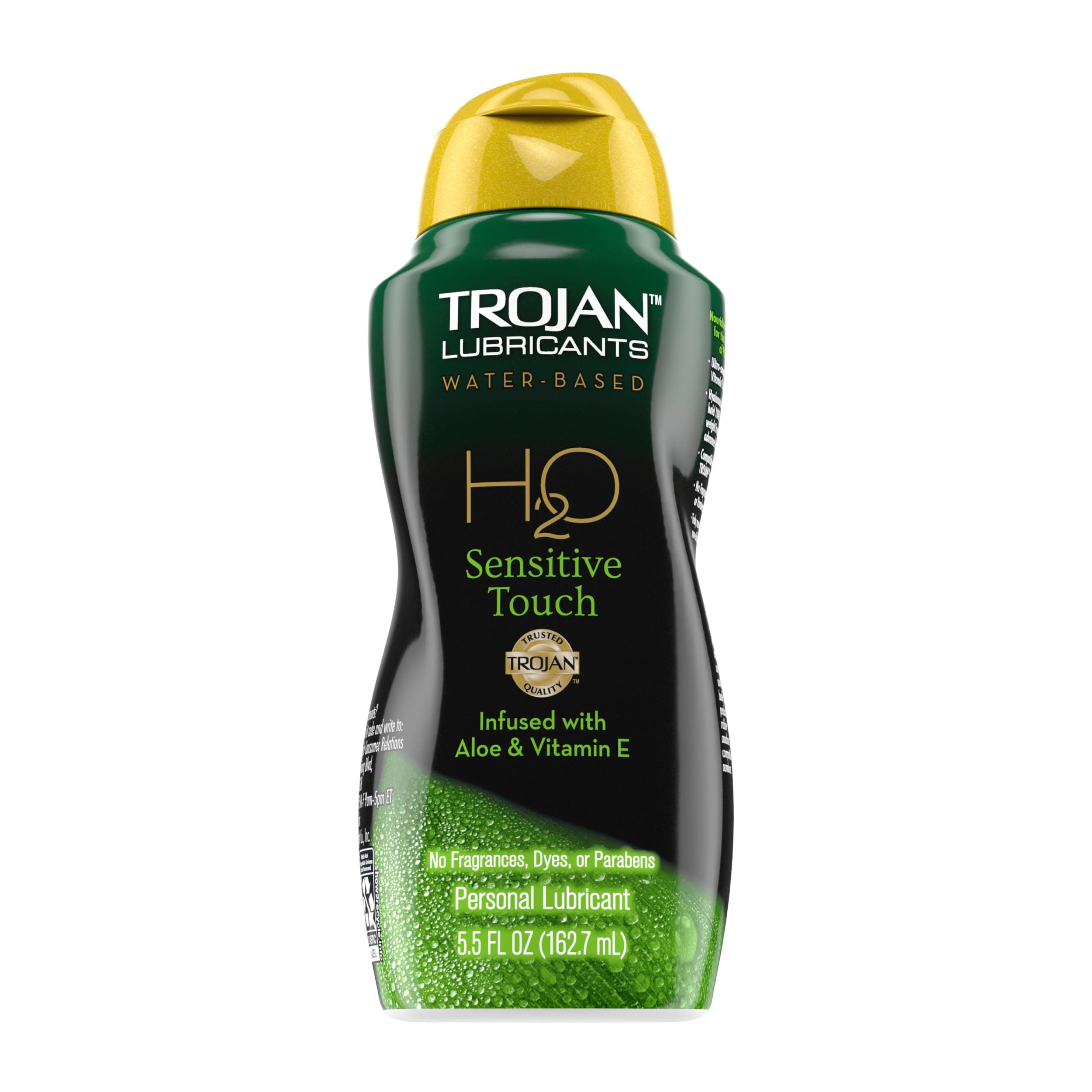 TROJAN H2O Sensitive Touch Water-Based Lubricant, Personal Lube, 5.5 fl oz