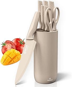 Knife Set, Brewin Kitchen Knife Set, Knives Set for Kitchen, Universal Knife Block, Utility Knife Block Set, New Home Essentials, Apartment Essentials, Dishwasher Safe
