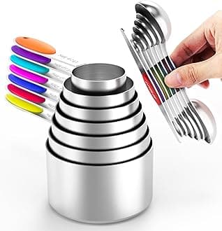 Magnetic Measuring Spoons Set and Measuring Cups Heavy Duty Stainless Steel Fits in Spice Jars for Baking & Cooking (14)
