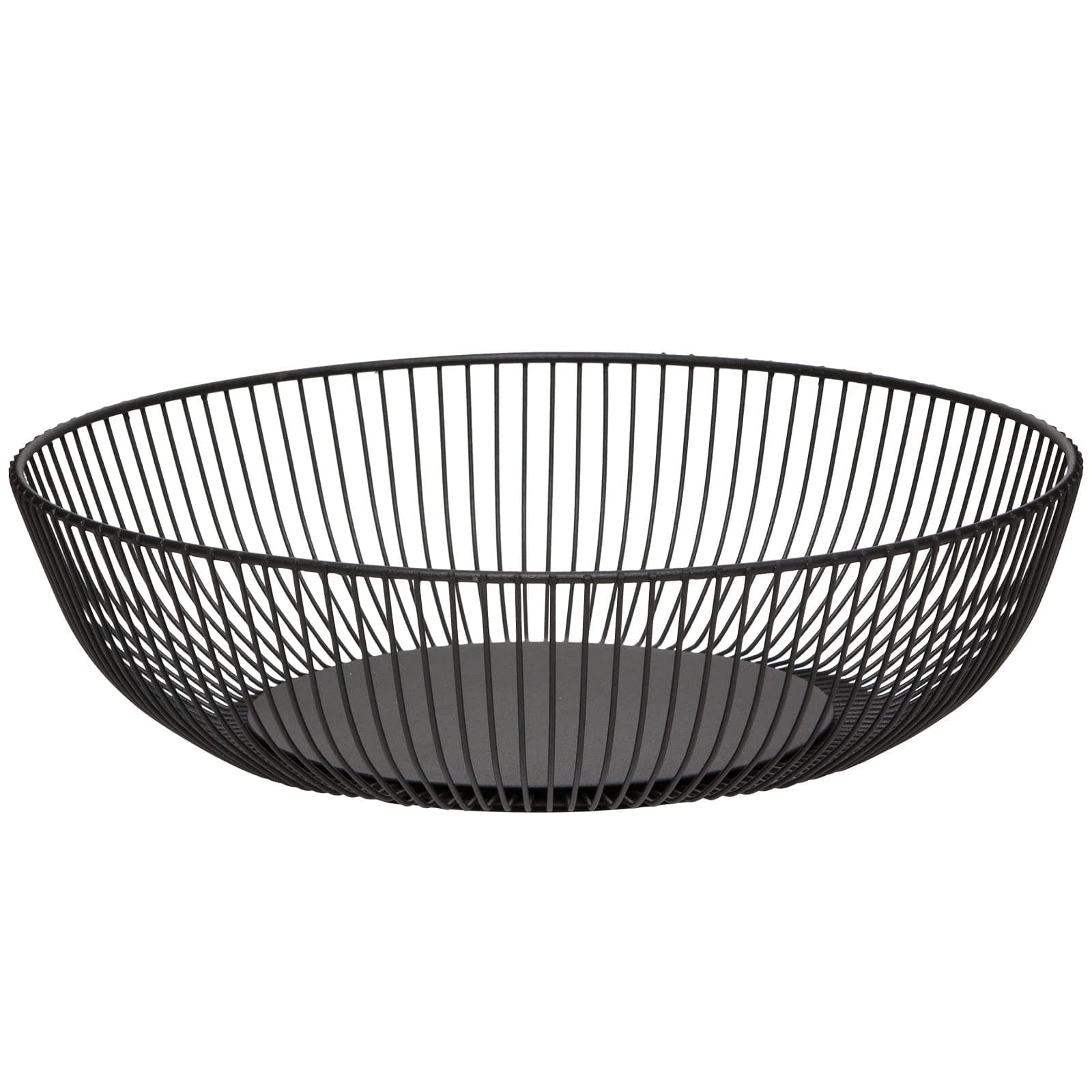 Black Wire Fruit Basket, 28 x 7.5cm Fruit Bowls for The Kitchen, Modern Metal Fruit Bowl