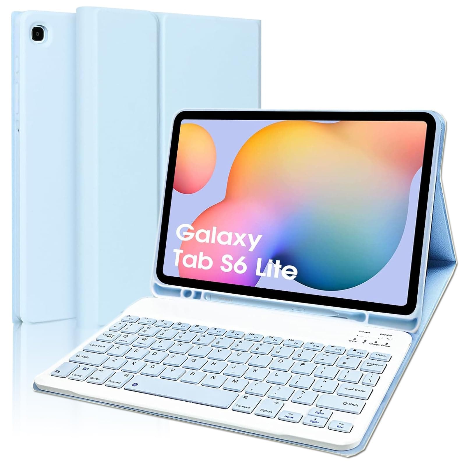 Keyboard Case for Samsung Galaxy Tab S6 Lite 10.4''2024(SM-P620/P625/P613/P619/P610/P615), Leather Folio Cover with Detachable Magnetically Bluetooth Keyboard with S-Pen Holder, Blue