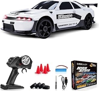 Everbigmai RC Drift Car 1:24 Remote Control Car 4WD 15KM/H High Speed Racing Sport Car with LED Lights RC Cars Toy Cars for Kids Boys Girls Adults Gifts Birthday Christmas Rechargeable Batteries