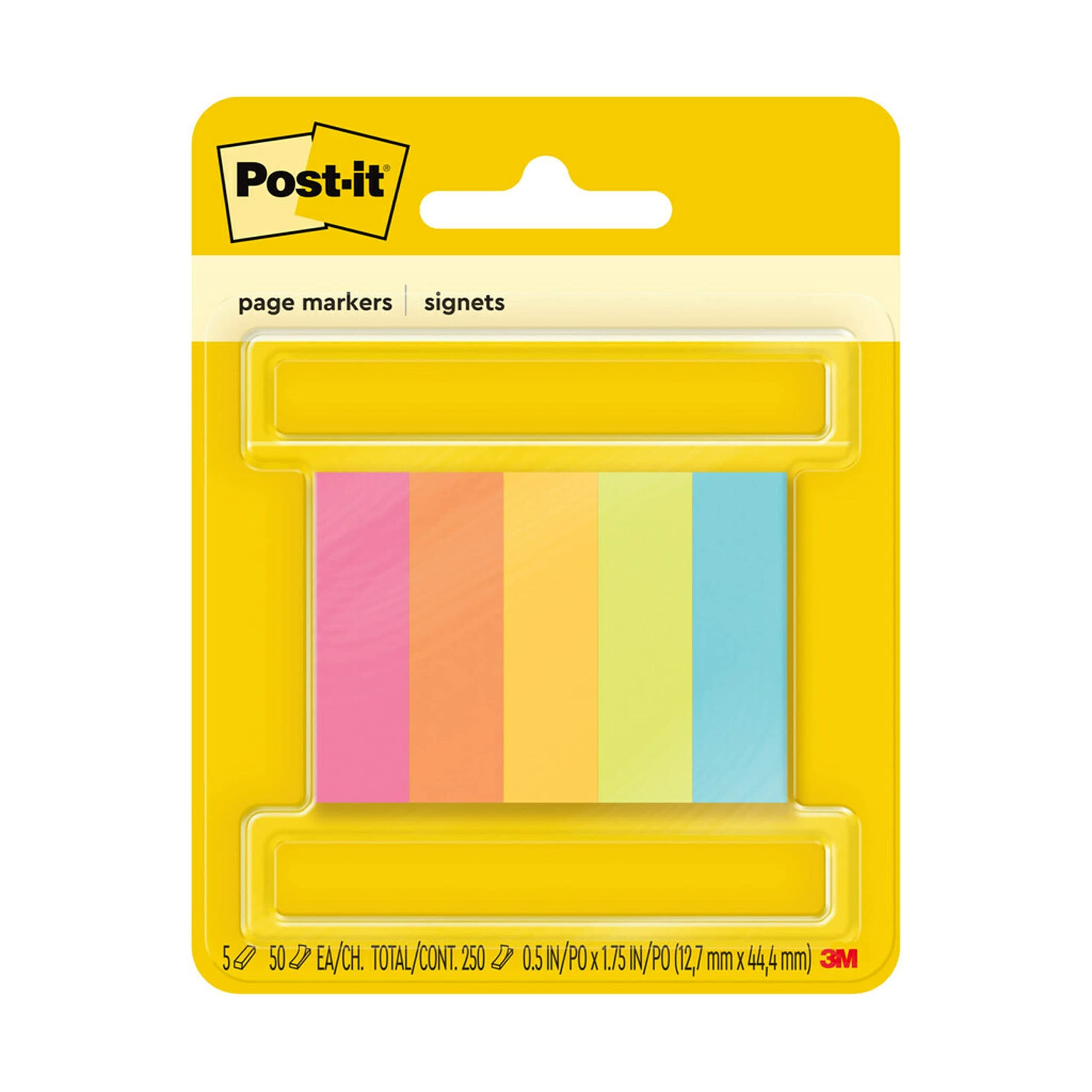 Post-it Page Markers 0.5 x 1.75 in (12.7 x 44.4 mm) Assorted colors, 5 colors/pack | Mark, Highlight, Color Code | No damage | Page Markers | Book Tabs | Small Sticky Notes