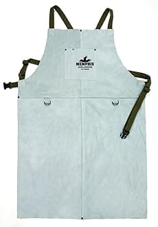 MCR Safety 38136MW 24 by 36-Inch Memphis Split Cow Leather Welding Bib Apron with Front Pocket, Gray