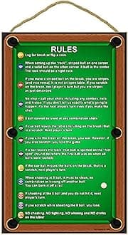 SJT ENTERPRISES, INC. Billiards/Pool Table Rules Wood Sign - Indoor Plaque Decoration for Wall - Hanging Decor for Game Room, Man Cave, Woman Cave, Pool Room, Bar - 10" x 16" (SJT28360)