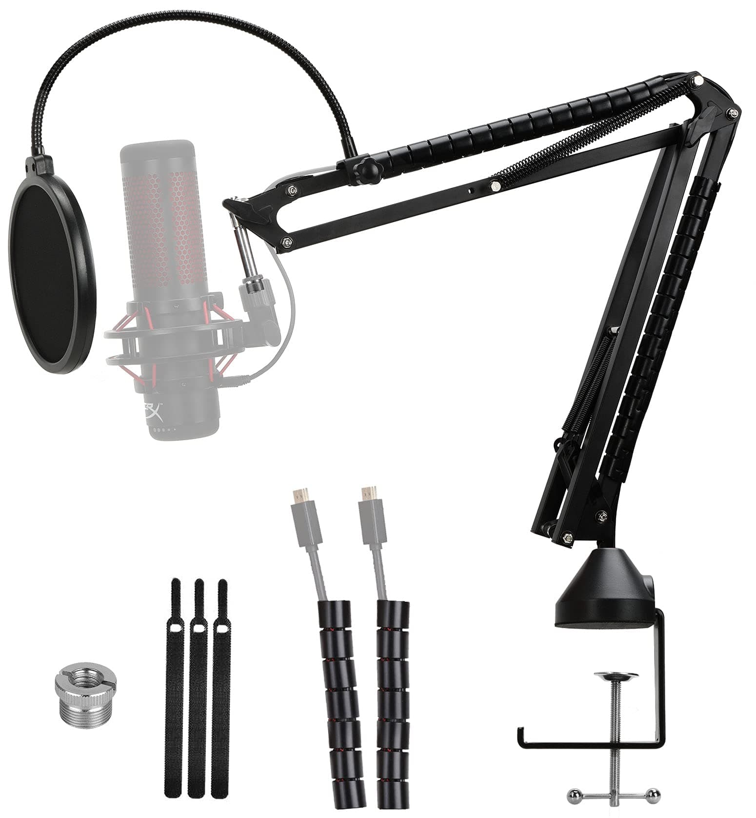 Quadcast Mic Arm with Pop Filter - Professional Adjustable Scissor Microphone Boom Arm Compatible with Quadcast S Microphone by YOUSHARES