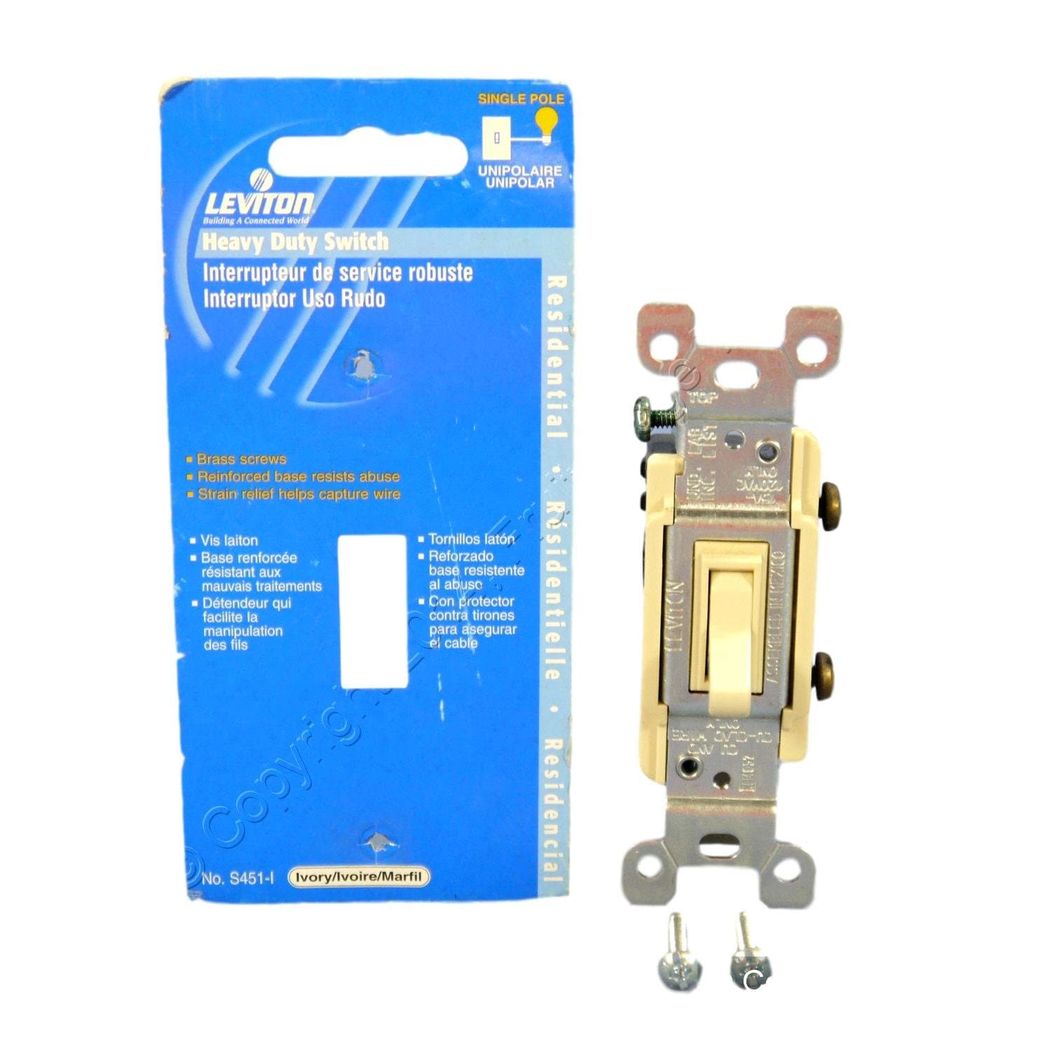 Leviton Heavy-Duty 15 amps Single Pole Toggle Switch Ivory 1 pk