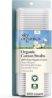 - Sky Organics - Organic Cotton Swabs, 500 ct. - Ultra Soft Tips - Strong & Durable - Hypoallergenic - Chlorine Free - Sustainable - Natural, Vegan & Cruelty Free - Skin Care & Self Care