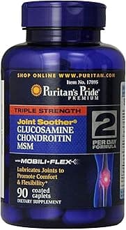 Puritan's Pride Triple Strength Glucosamine, Chondroitin & MSM Joint Soother, 90 Coated Caplets