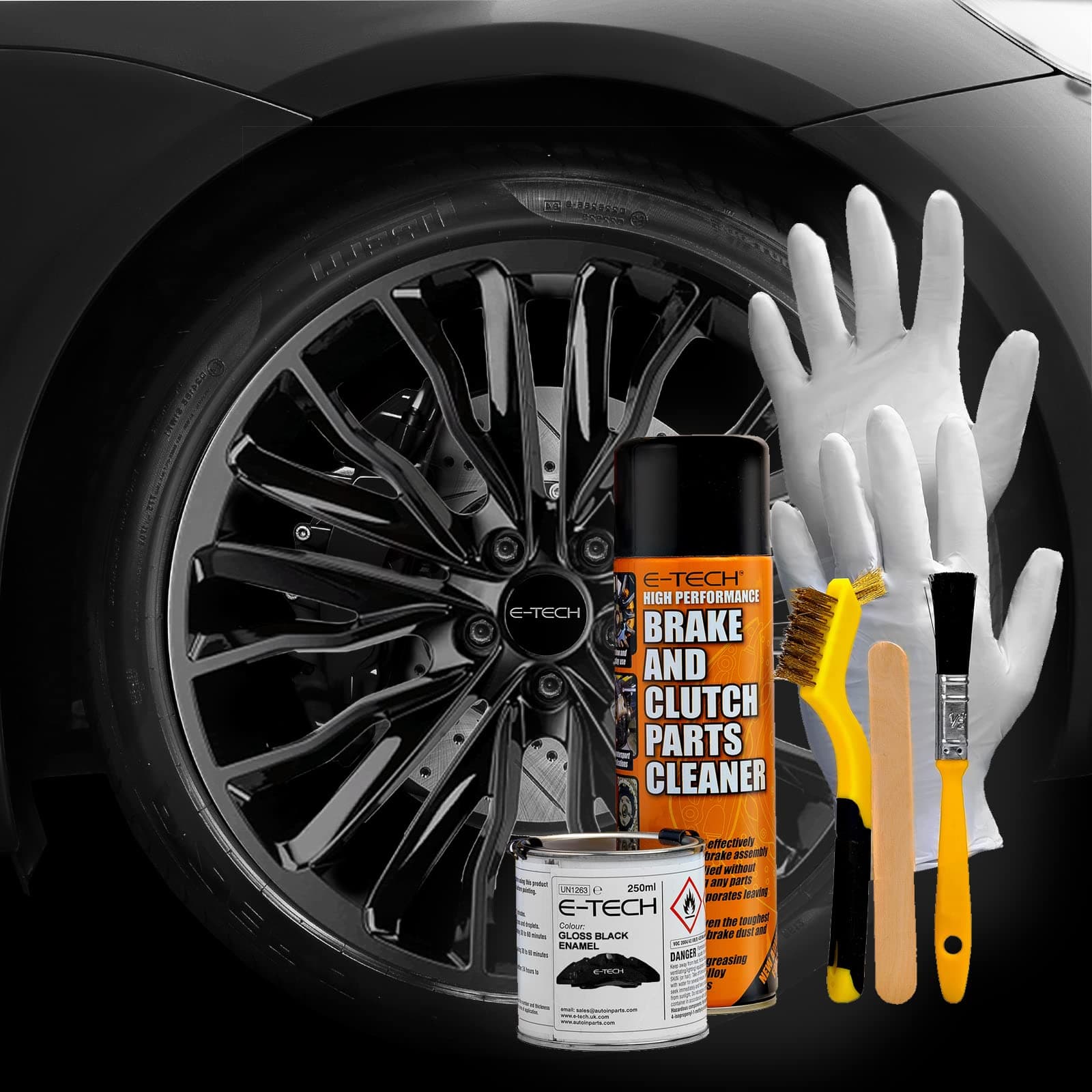 NEW FORMULA E TECH BRAKE CALIPER PROFESSIONAL GRADE PAINT KIT- PERFORMANCE HIGH TEMPERATURE RATED TO 220 C BLACK