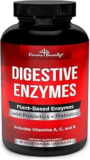 Digestive Enzymes with Probiotics & Prebiotics - Digestive Enzyme Supplements w Lipase, Amylase, Bromelain For Digestion, Bloating, Gas, and IBS For Men and Women - 90 Vegetarian Capsules