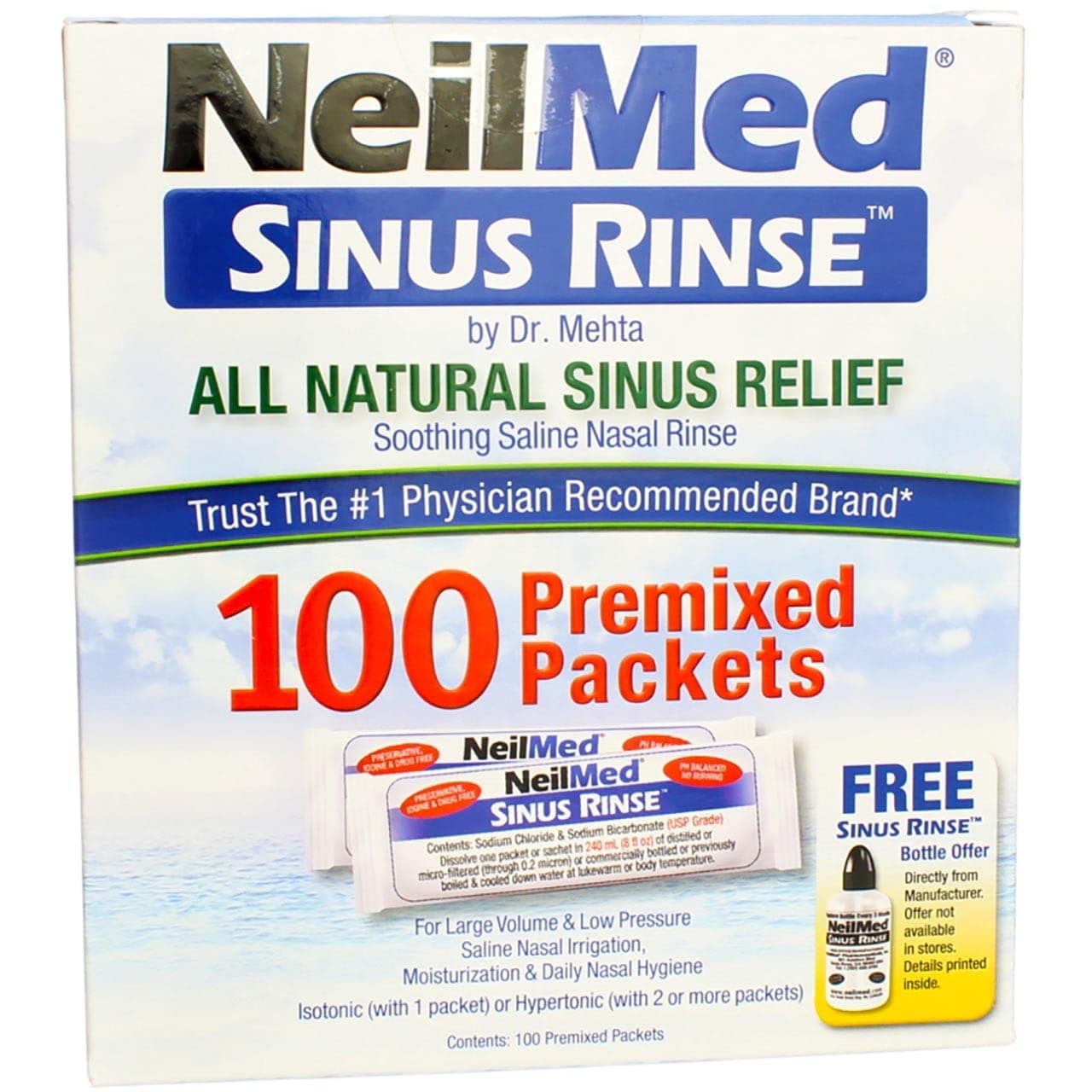 Sinus Rinse Premixed Refill Packets 100 Each (Pack of 6)