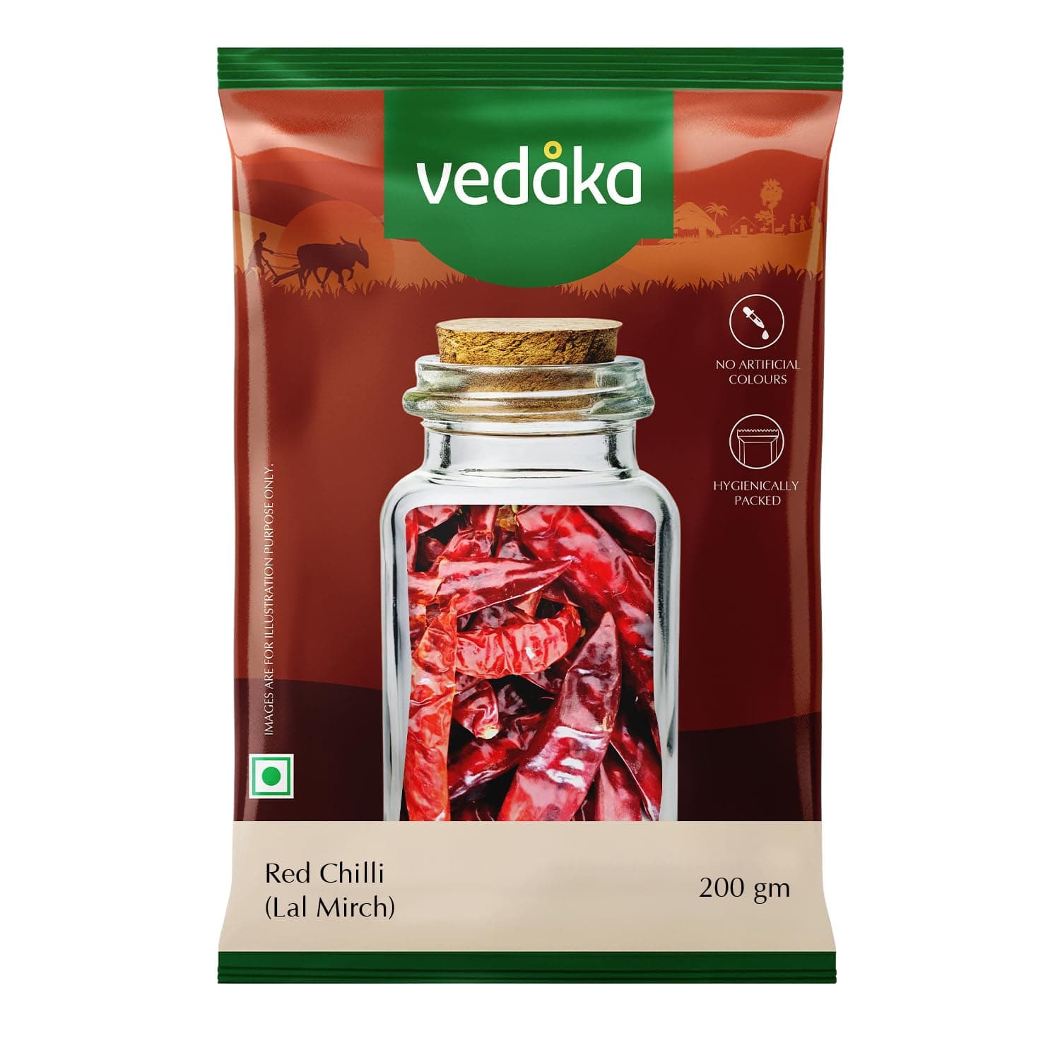 Amazon Brand - Vedaka Red Chilli (Lal Mirch), 200g