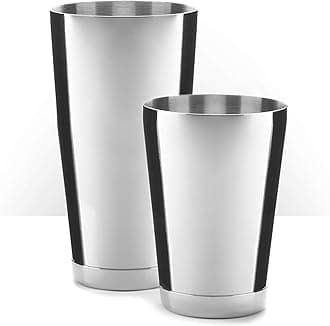 Piña Barware Stainless Steel Commercial Bar Boston Shaker Tin Set - 28oz. & 18oz. / Mirror Polished Finish (V1-1 Pair)