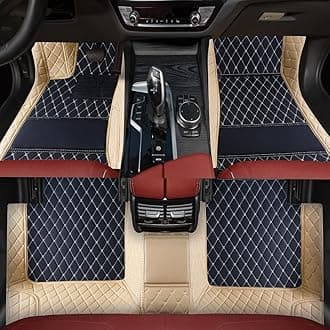 Custom Personalized Floor Mats for Cars，Luxury Full Coverage All Weather Car Floor Mats，Anti-Slip Leather Car Mat Set ，Custom Floor Mats for 99% of Cars, Trucks & SUVs (3D Beige and Black)