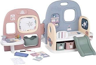 Smoby Baby Care 27-Piece Childcare Centre Playset, 360° Play - Includes Nursery, Play School, Bathroom, Playpen & Accessories - Perfect for Kids & Toddlers