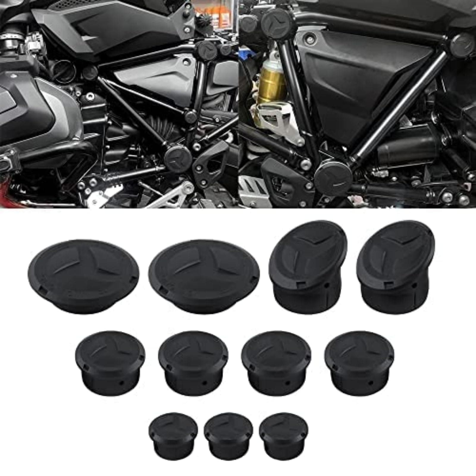 NICECNC 11PCS Motorcycle Frame Hole Caps Cover Plug Compatible with BMW R1250 GS/Adventure, R1200 GS LC 2013-, R1200 GS LC Adv 2014 2015 2016 2017 2018 2019 2020 2021 2022