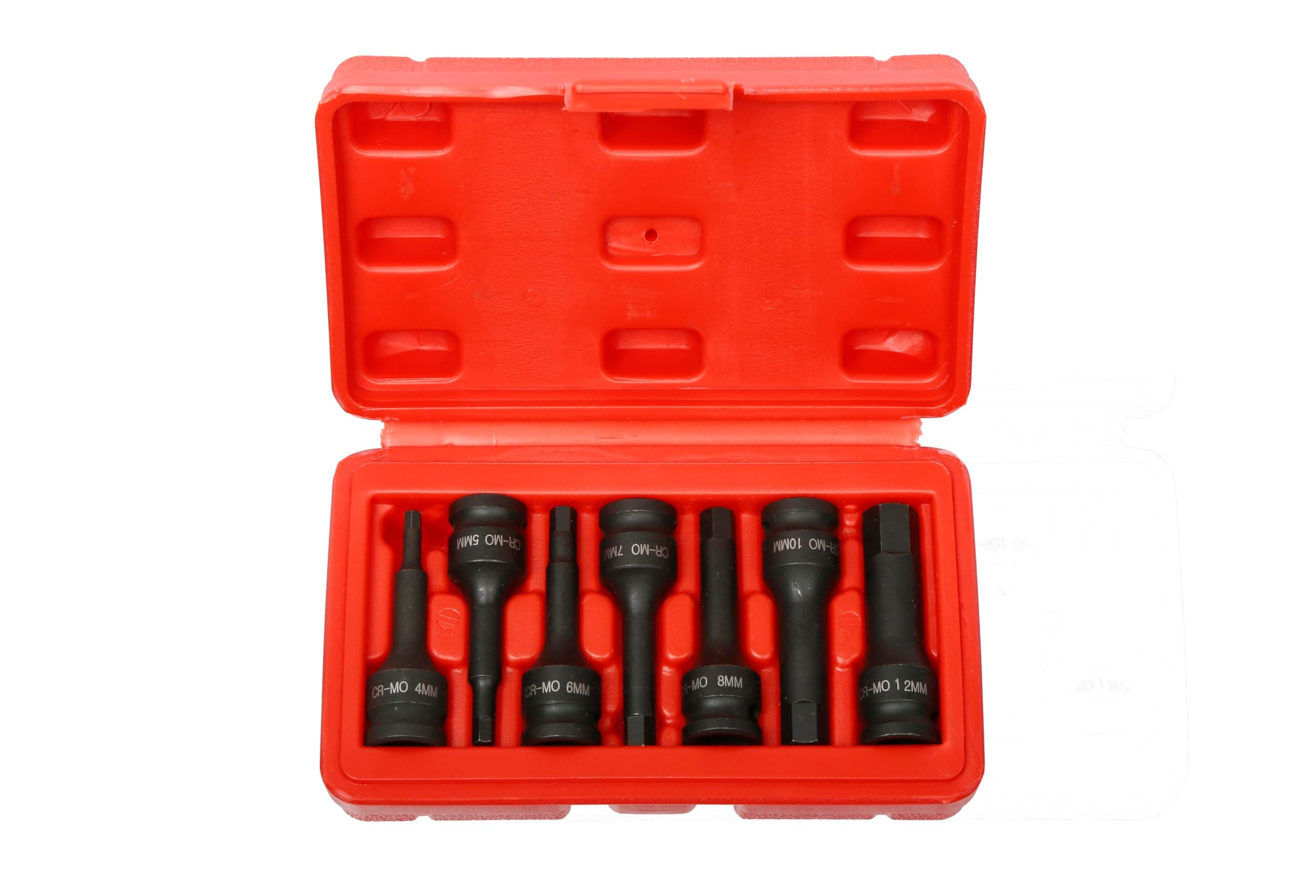J&R Quality Tools 3/8-Inch Drive Cr-Mo Metric Allen Hex Driver Impact Socket Set, 4 mm - 12 mm | 7-Piece Set