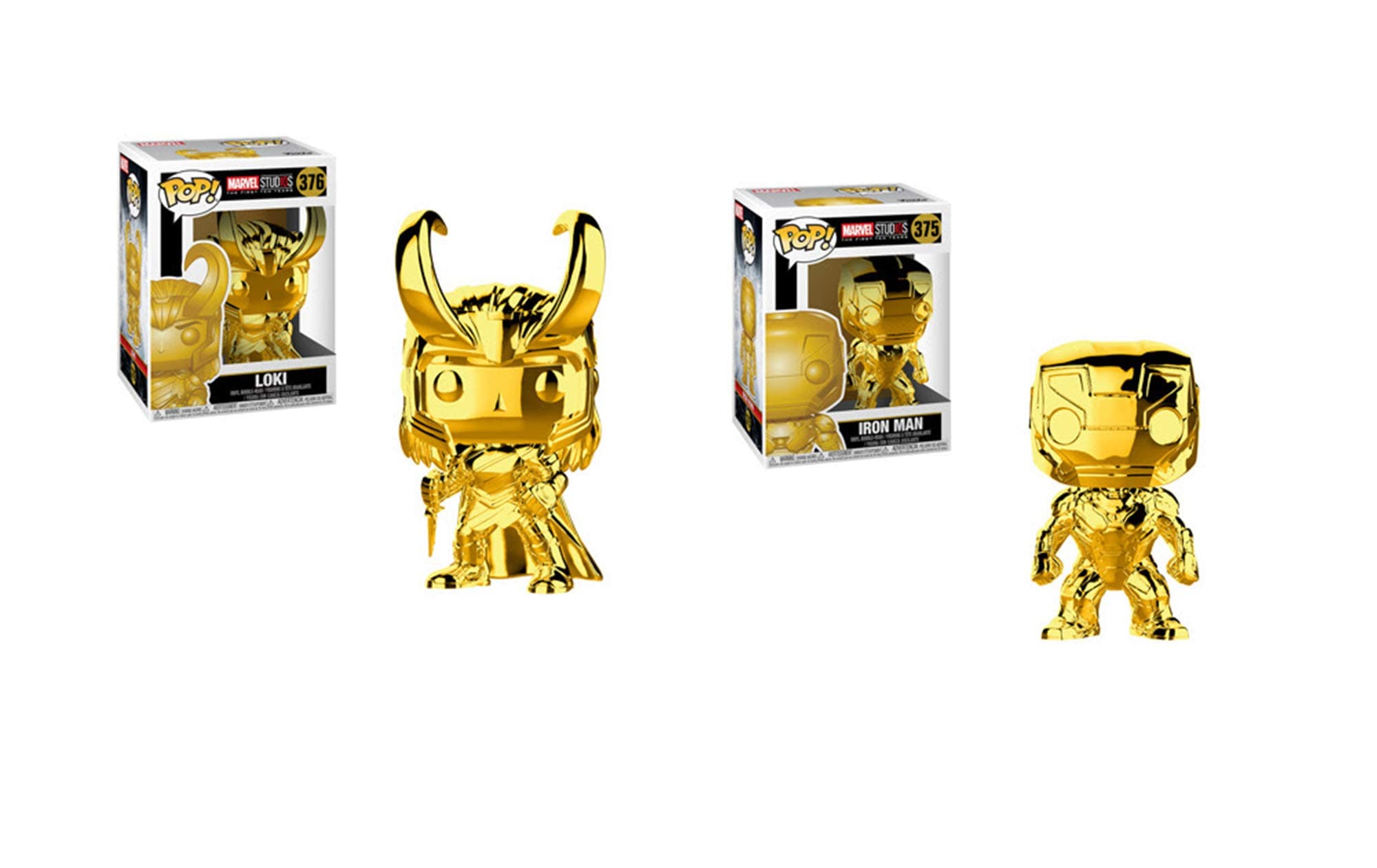 Funko Pop! Bundle of 2: Marvel Studios 10 Gold Chrome Ironman and Loki