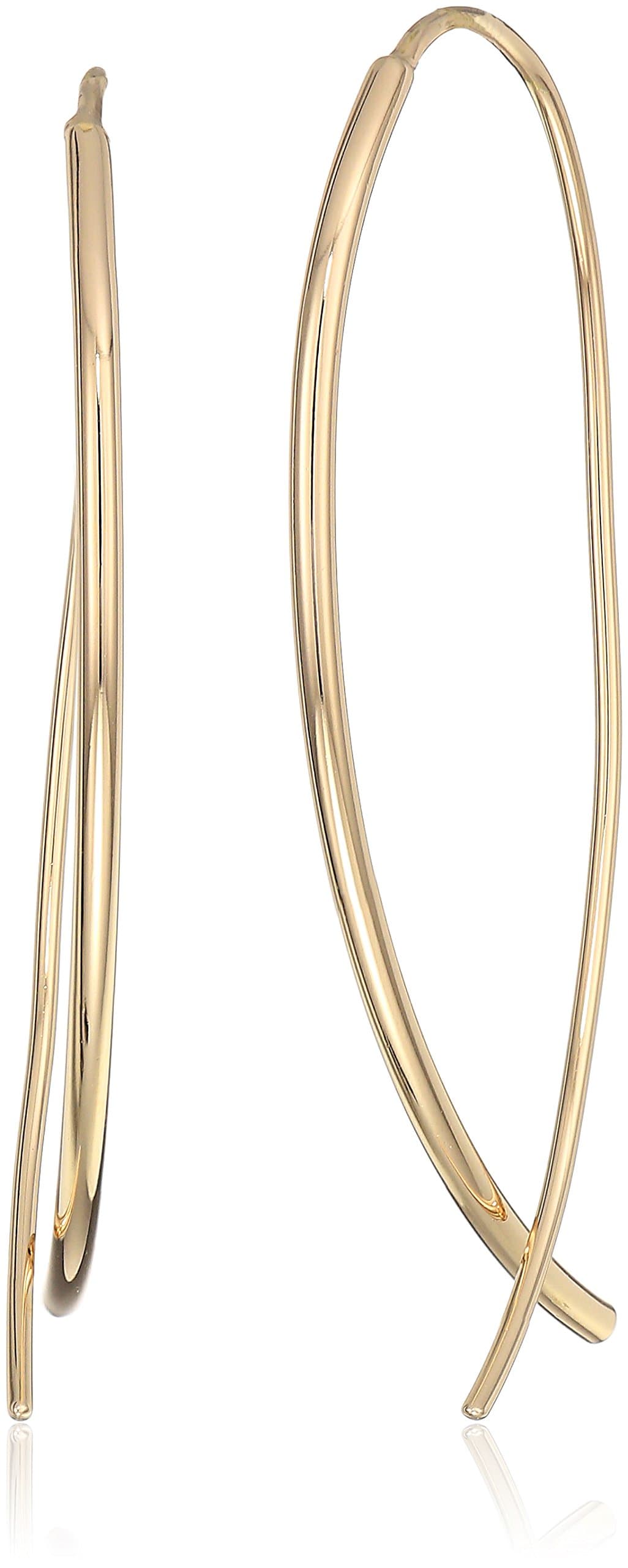Amazon Collection 14k Rose Gold Plated Sterling Silver Hard Wire Threader Earrings