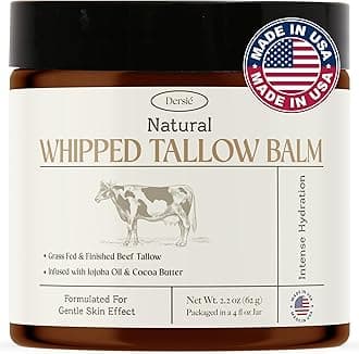 Dersie Beef Tallow for Skin: 100% Grass-Fed Whipped Tallow Balm for Deep Hydration & Soothing – Suitable for Dry, Sensitive & Mature Skin, Safe for Kids & Babies (Made in USA)