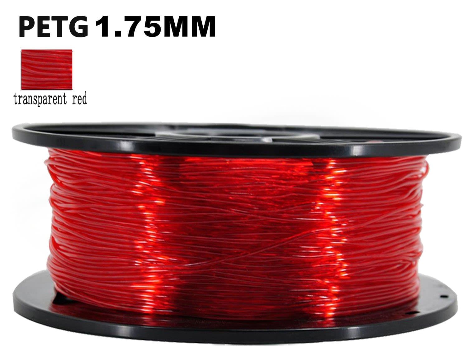 DANITI TECH 3D Printer PETG Filament,1.75mm Dimensional Accuracy +/- 0.05 mm, 1kg / 2.2lbs Spool for 3D Printers- (Transparent red)