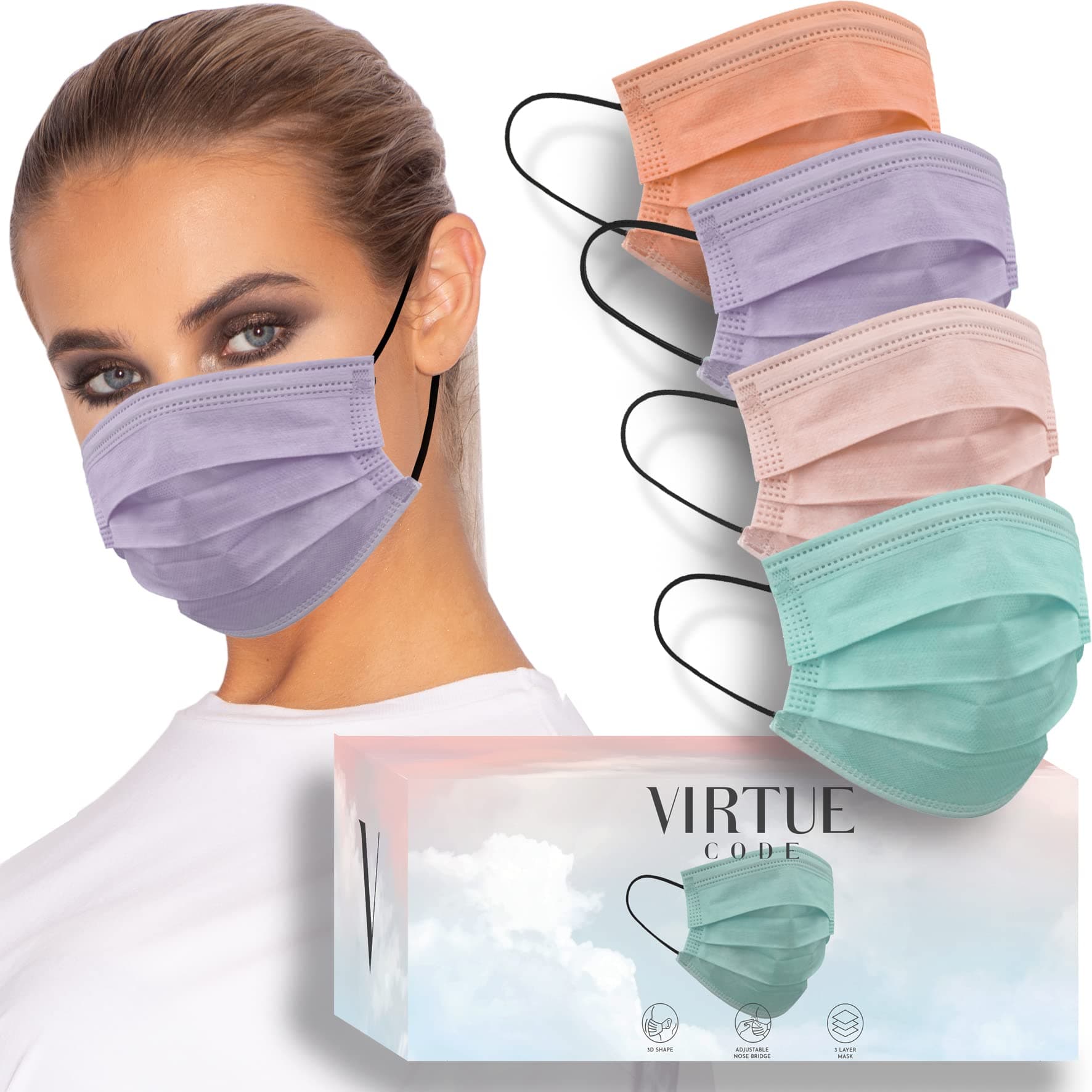 VIRTUE CODE Disposable Mask - Pastels