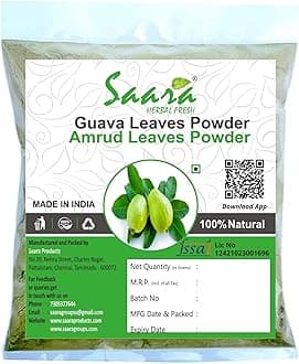 Saara HERBAL FRESH Guava Leaves Powder,100g, Amrood Patti, Churna Koiya ilai, Psidium Guajava, Guava leaf Powder,(pack of 1 x 100g)