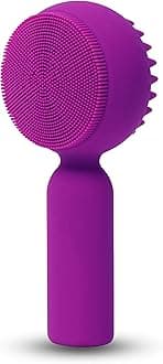 Silicone Facial Cleansing Brush 2 in 1 Silicone Facial Scrubber Manual Exfoliating Facial Brush Face Cleanser Face Exfoliator Ultrafine Bristles for Sensitive Skin Easy to Clean Lather Well (Purple)