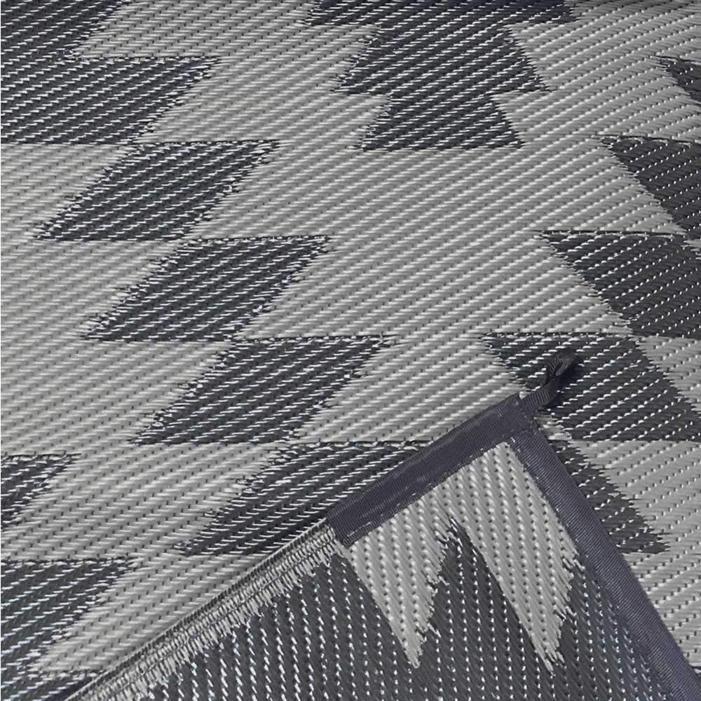 Caravan Supermarket Luxury Moroccan Continental Awning Carpet Diamond Pattern Grey 3m