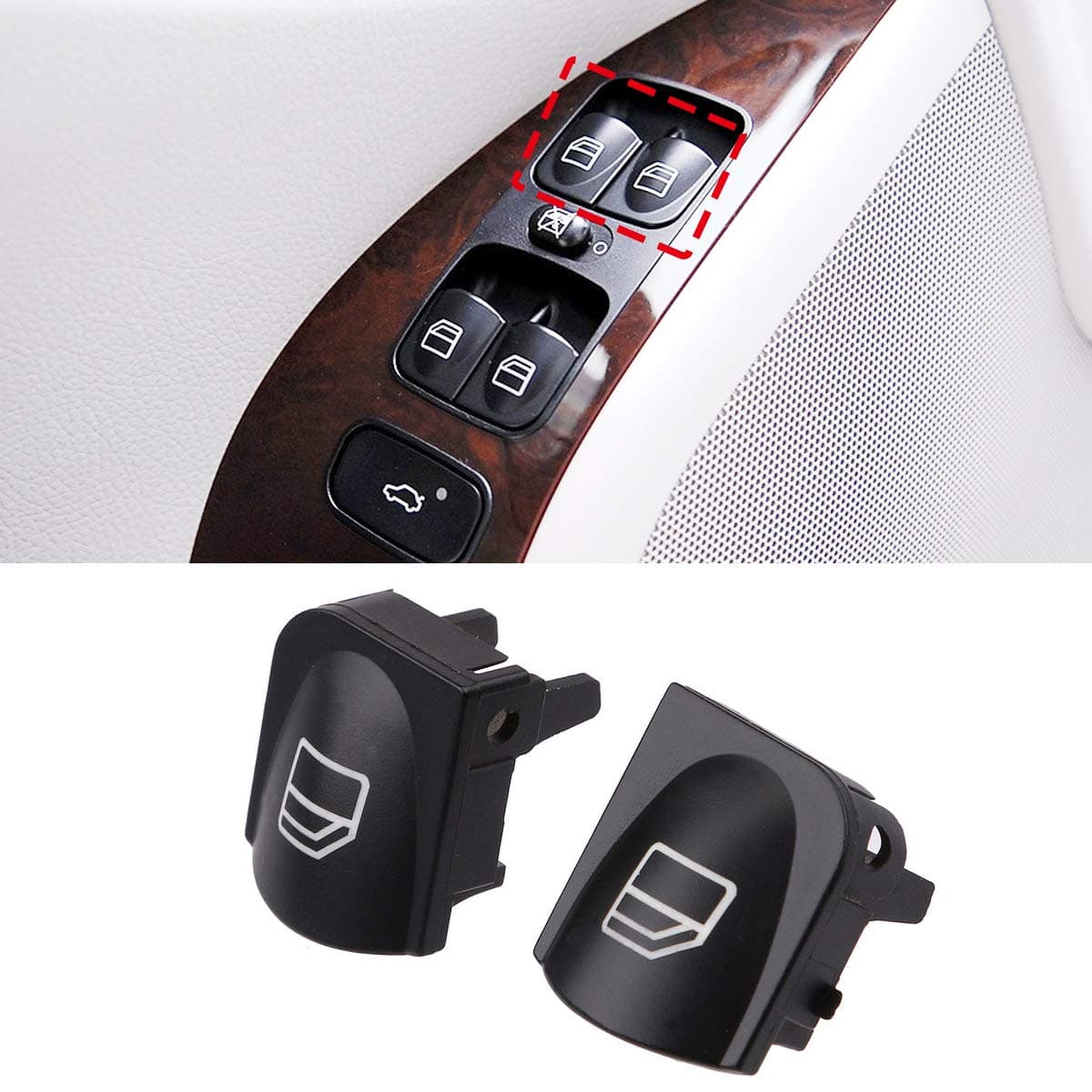 Jaronx 2PCS Driver Window Switch Button Covers for Mercedes Benz,Power Window Master Switch Repair Button Caps for Mercedes Benz C-Class W203 C230 C280 C320 C350, CLK-Class W208 CLK320 CLK430