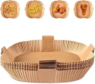 Healthy Cooking Made Easy with Our Air Fryer Sheets: Oil-Absorbing Non-Stick Parchment Papers for Air Fryer liners. The Ultimate Green Kitchen Essential! (50pcs Square - 16cm)