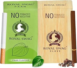 ROYAL SWAG Ayurvedic & Herbal Cigarettes 100% Tobacco-free and Nicotine-free PAAN, Clove Flavour (20 Sticks) | Made with 100% Natural Ingredients - Made in India