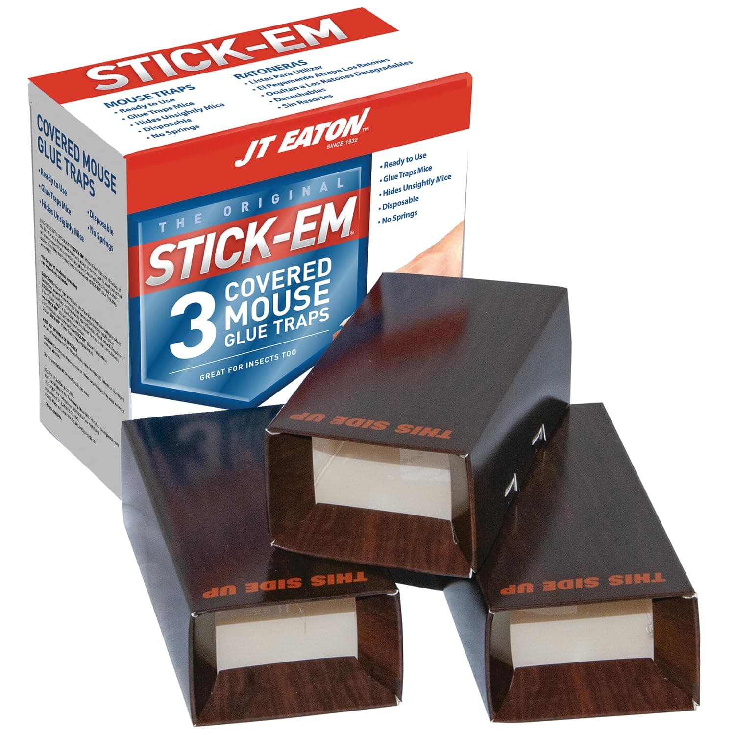 144N Stick-Em Covered Mouse Glue Trap, 3, Brown/A