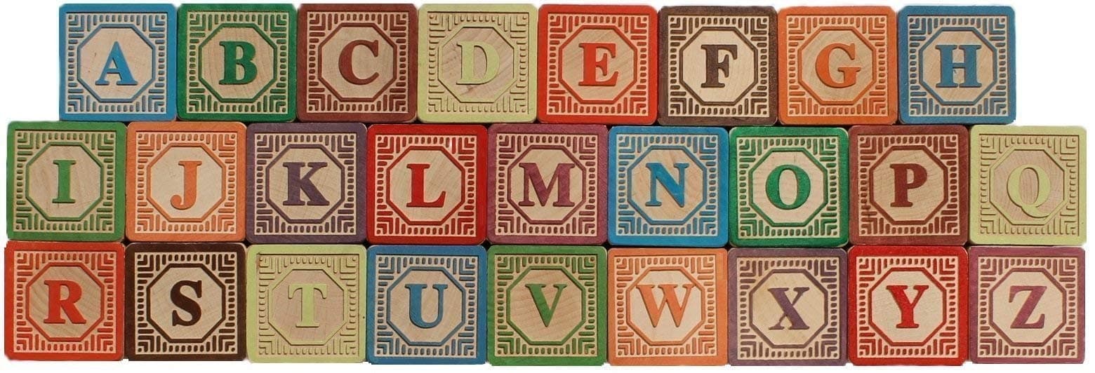 ABC blocks, Embossed wooden blocks Alphabet 46mm