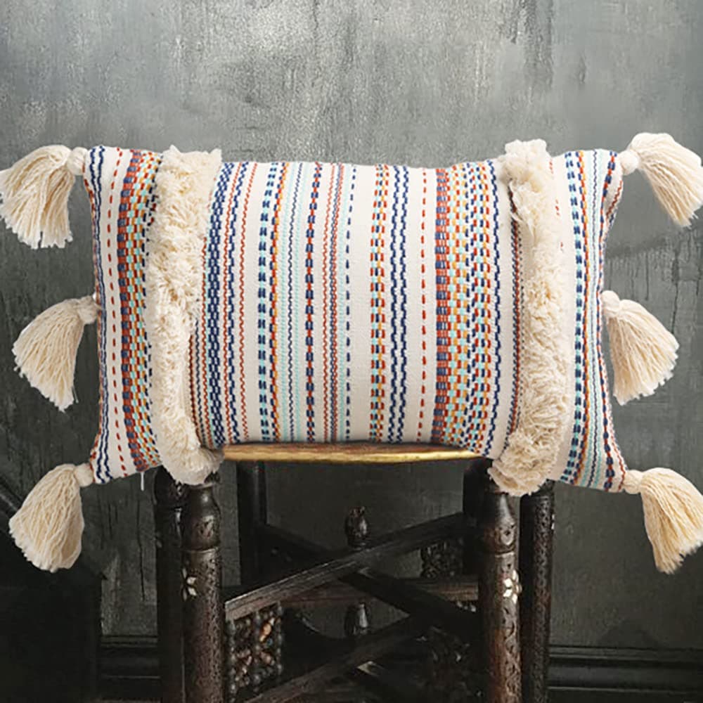 Boho Pillow Covers Decorative Pillow Throw Boho Pillow Tassel Sham Couch Pillowcase Cushion Covers ,12"X20" (Multi)