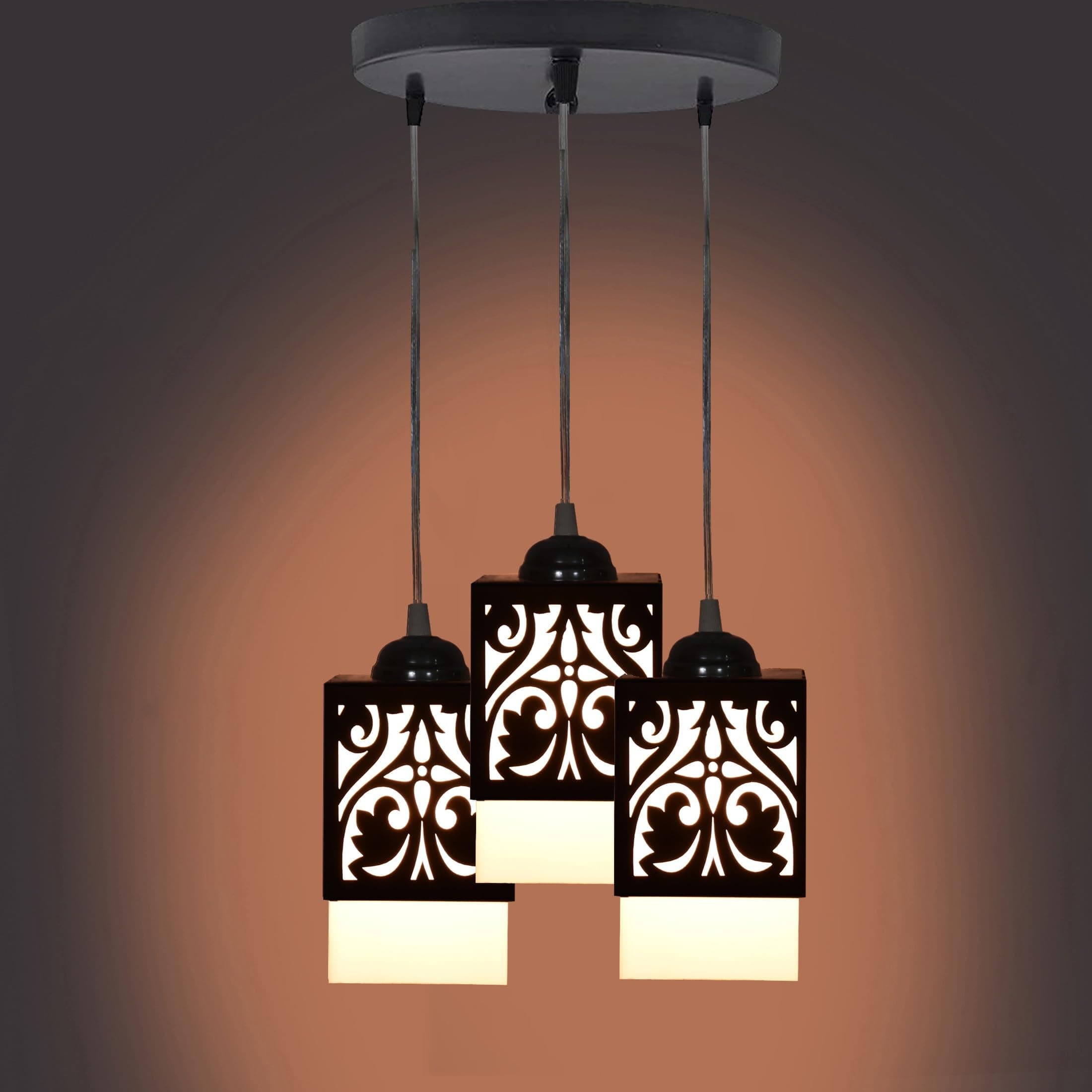 Sandhya E-Store Handcrafted Wooden Thali Hanging Lamp: Rustic Charm and Cultural Elegance 383