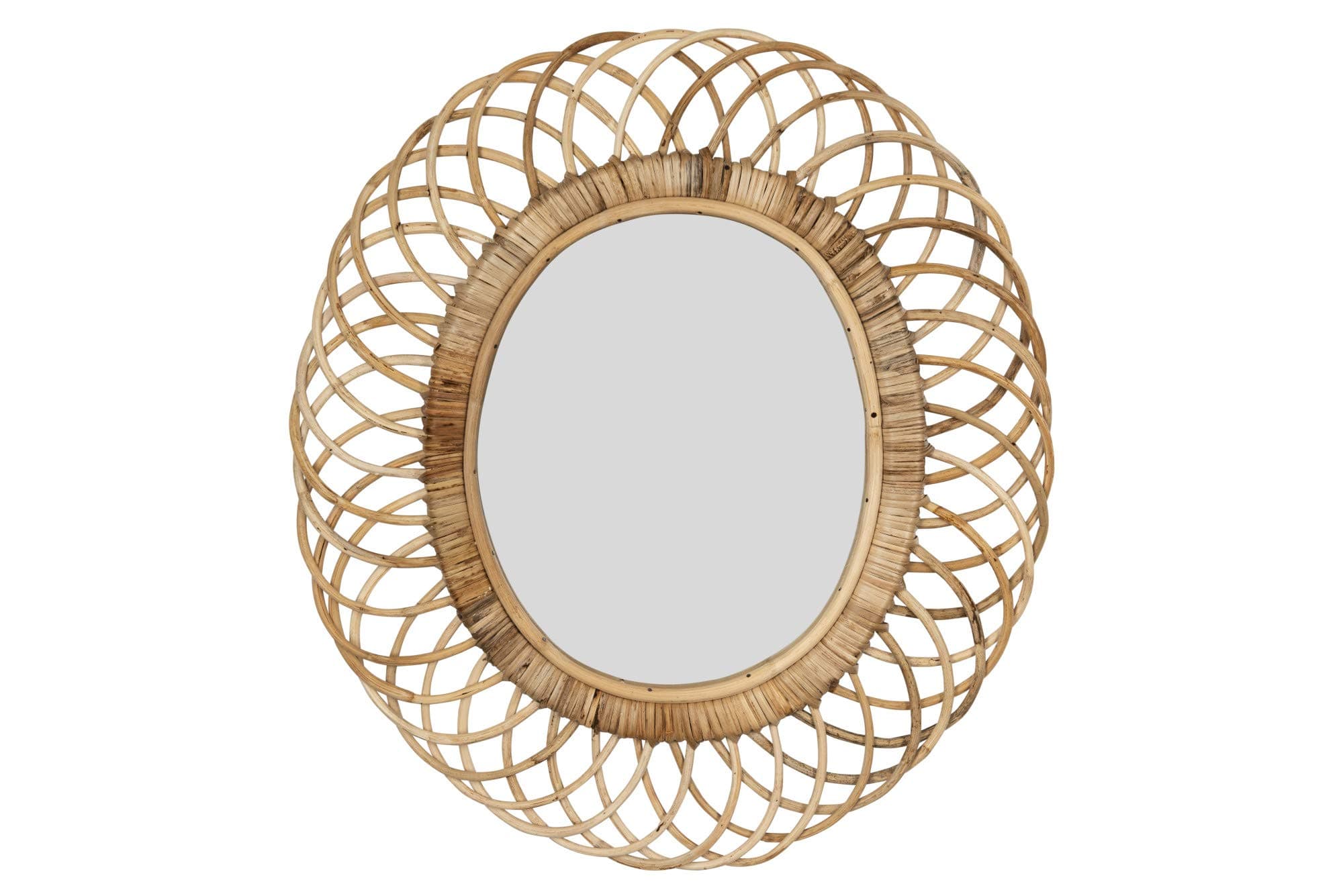 Creative Co-Op oval woven bamboo wall mirror, brown