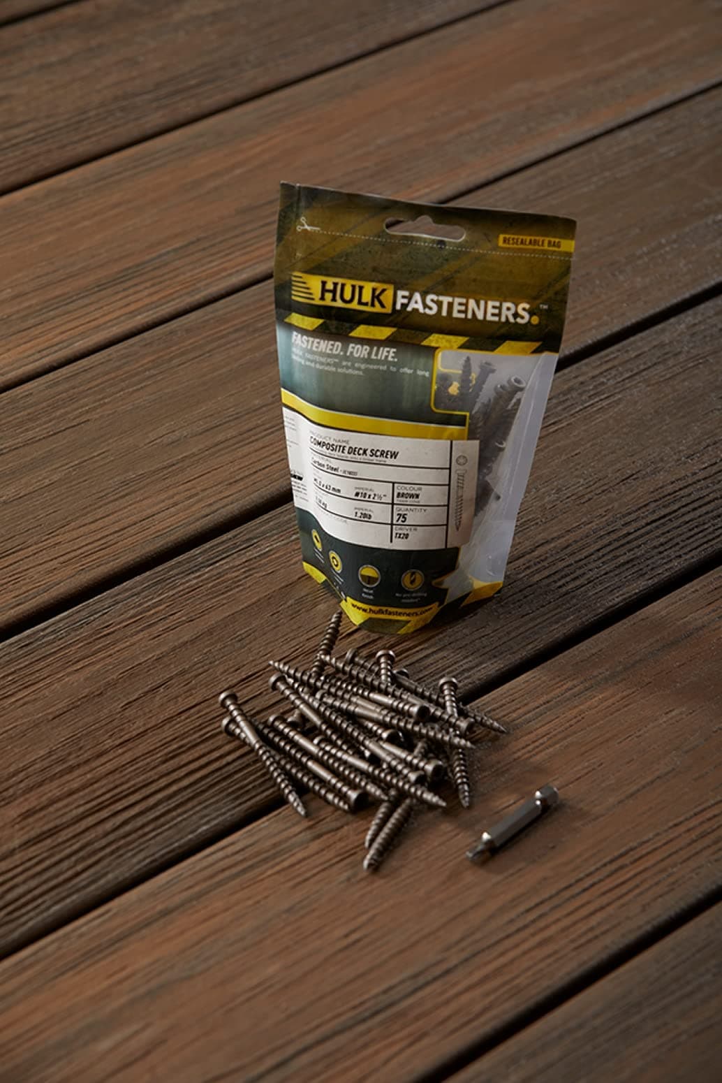 FortressHulk Torpedo Tip Brown Composite Deck Screws (75-Pack)