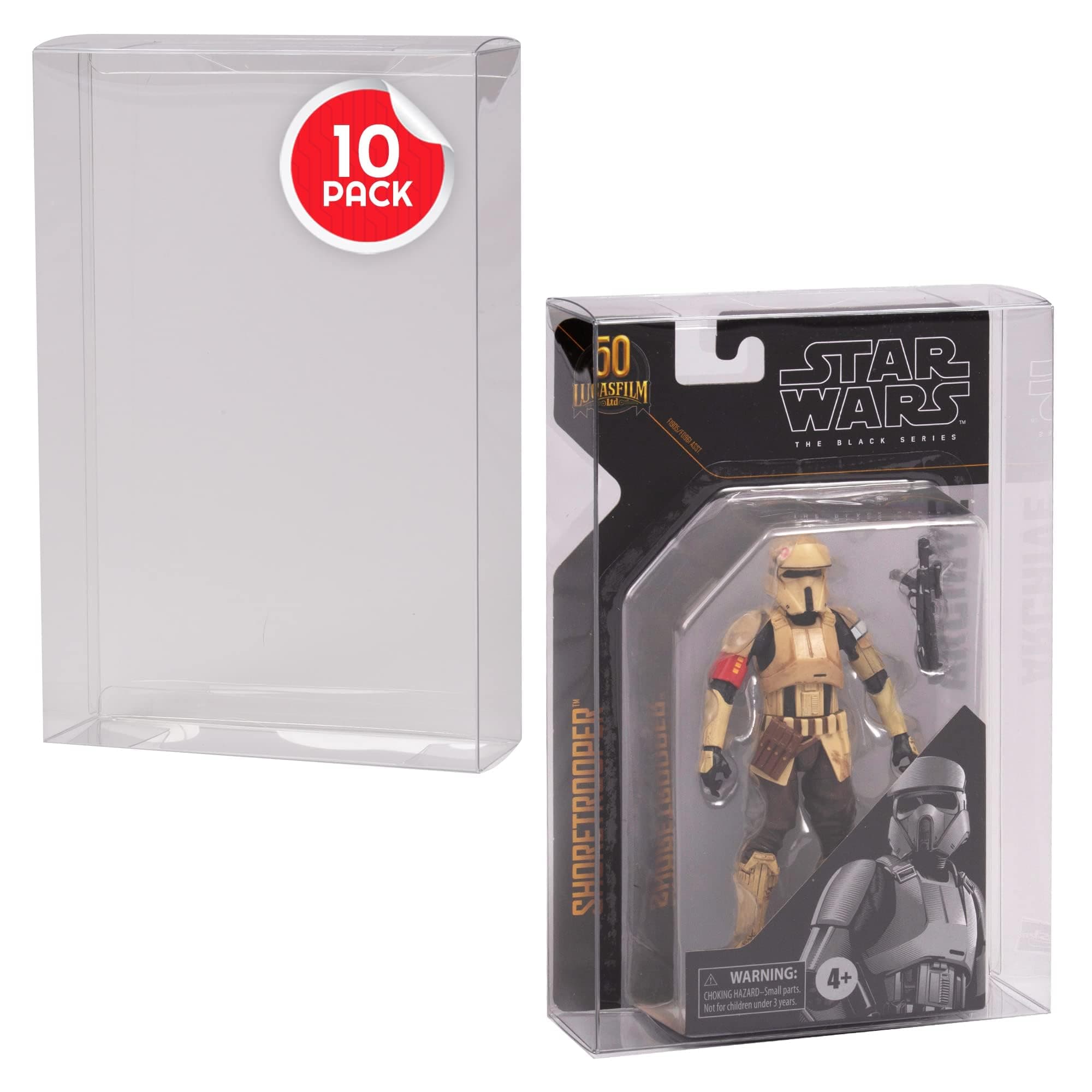 Action Figure Display Case Protector Compatible for Star Wars Black Series 6 Inch Figures Box Archive 50th Carded - 0.40MM Thick PET Clear Case for Starwars Black Series Figures (10 Pack)