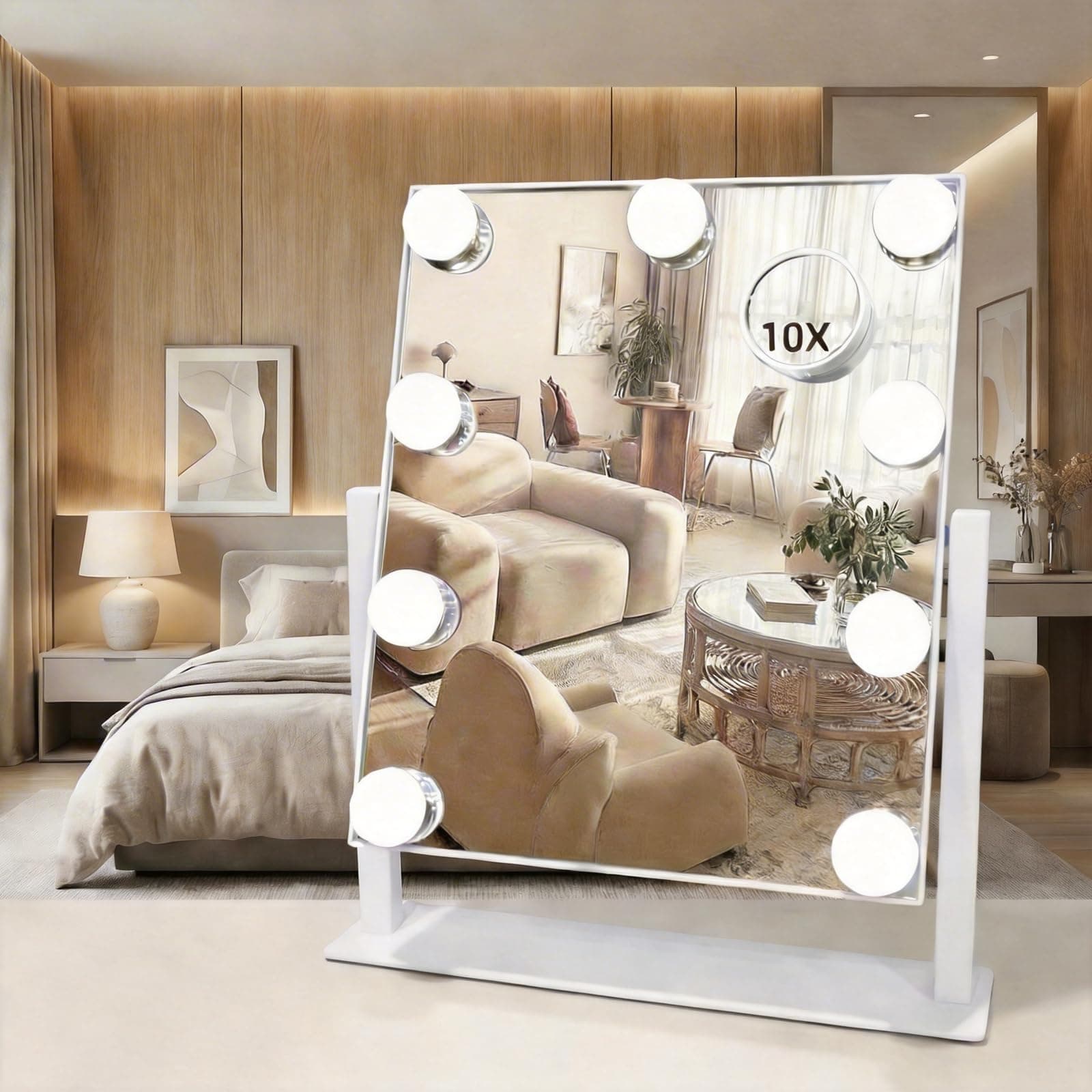 SLIMOON Hollywood Vanity Mirror with Lights, 9 Dimmable LED Bulbs Lighted Mak...
