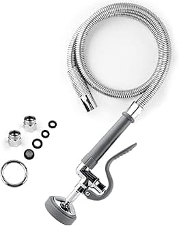 CWM Spray Valve with 45" Flexible Stainless Steel Hose, Pre Rinse Sprayer Assembly for Commercial Kitchen Faucet