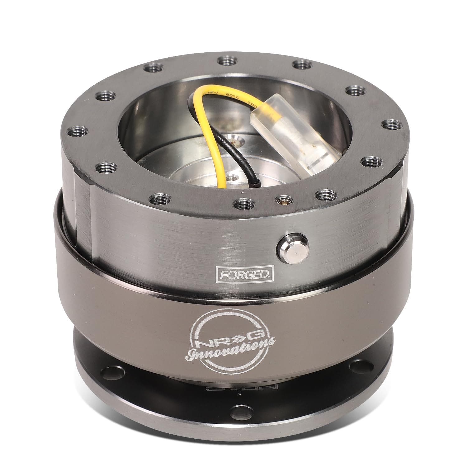 Gen 2.0 Steering Wheel Quick Release Adapter 6-HOLE with Mounting Bolts (Gun Metal Body/Titanium Chrome Ring), NRG-SRK-200GM