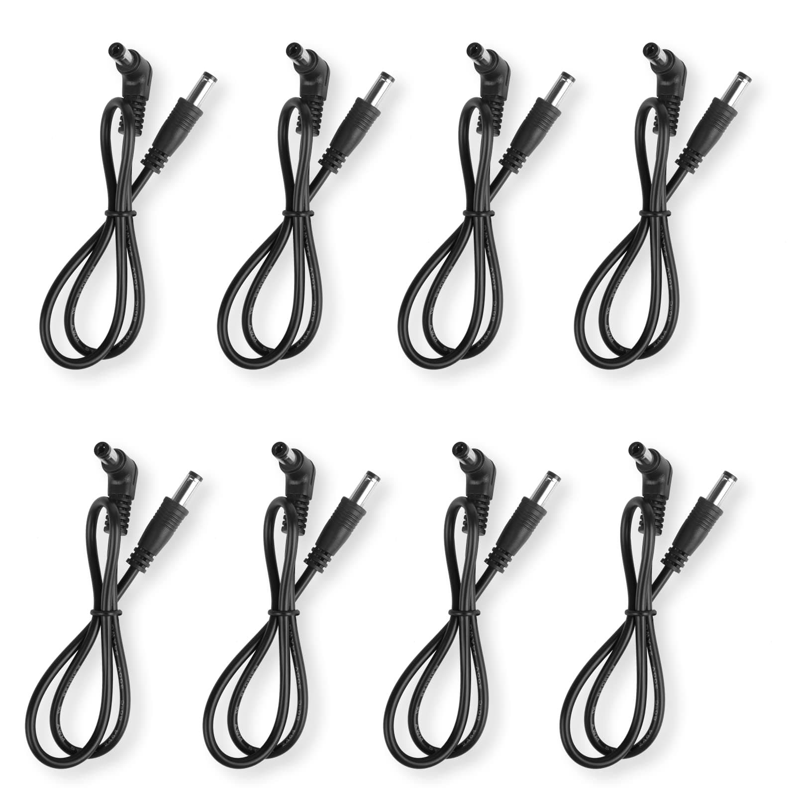 Guitar Effect Pedal DC Cable 5.5 x 2.1mm Power Lead/Cord, Male to Male 24AWG Connector Plug Wire Adapter (16 inch, 8 Pack)