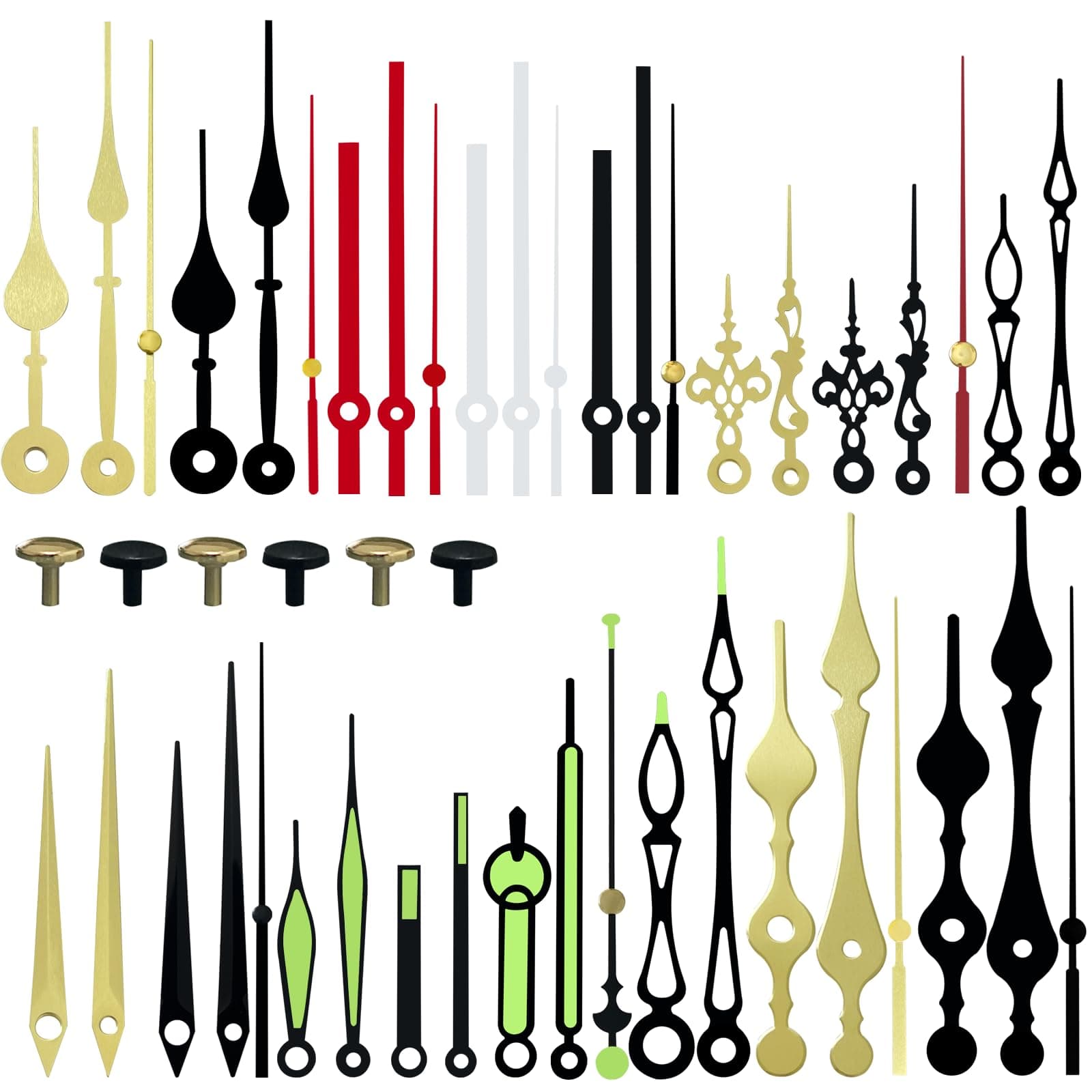 16 Set Aluminum Sweeping Silent Clock Hands, 5.5mm Thickness Hole Clock Hour Hands, 6-14 Inch Quartz Clock Movement Clock Parts Replacement, Compatible with DW-5168 Series Clock Mechanism