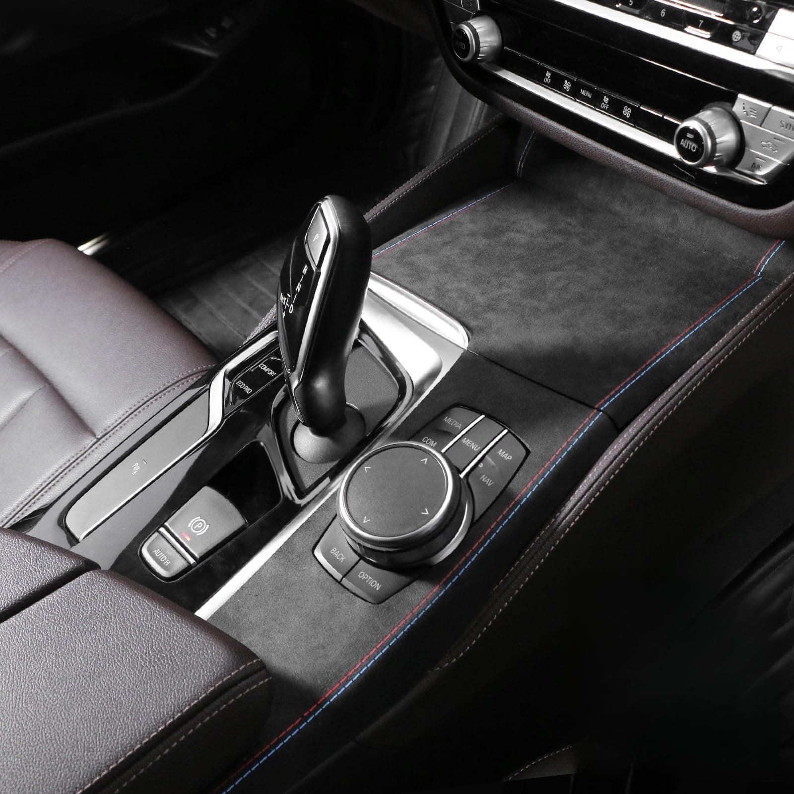 Betterhumz Car Center Console Gear Shift Panel Wrap Sticker for BMW 5 6GT Series G30 G38 2016-2023 Car Modified Decoration Accessories for Alcantara