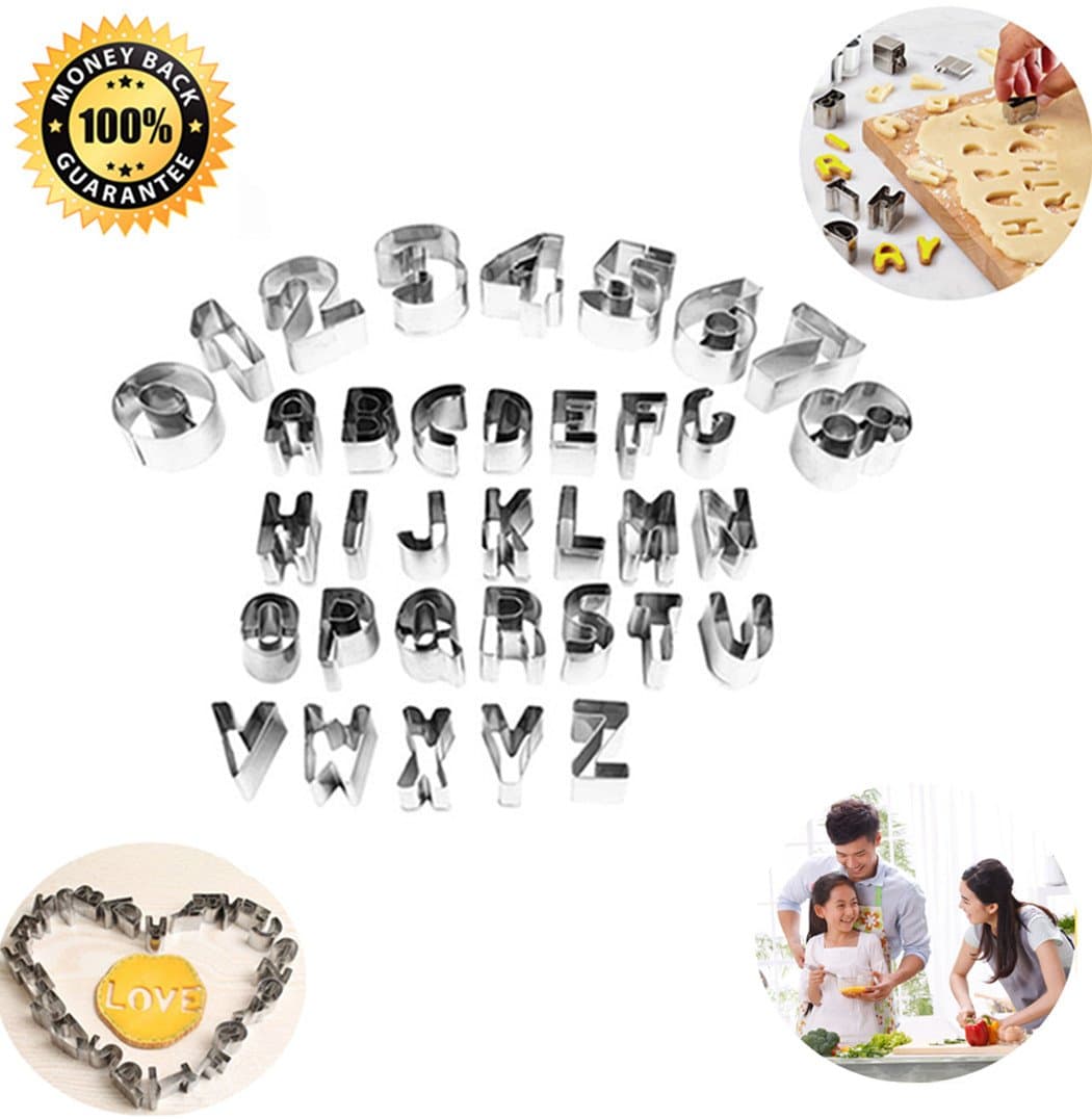 Letters Numbers Cutters 35 Pieces Mini Vegetable Fruit Cookie Cutters Stainless Steel Moulds Sets by Yicol,DIY Fun.