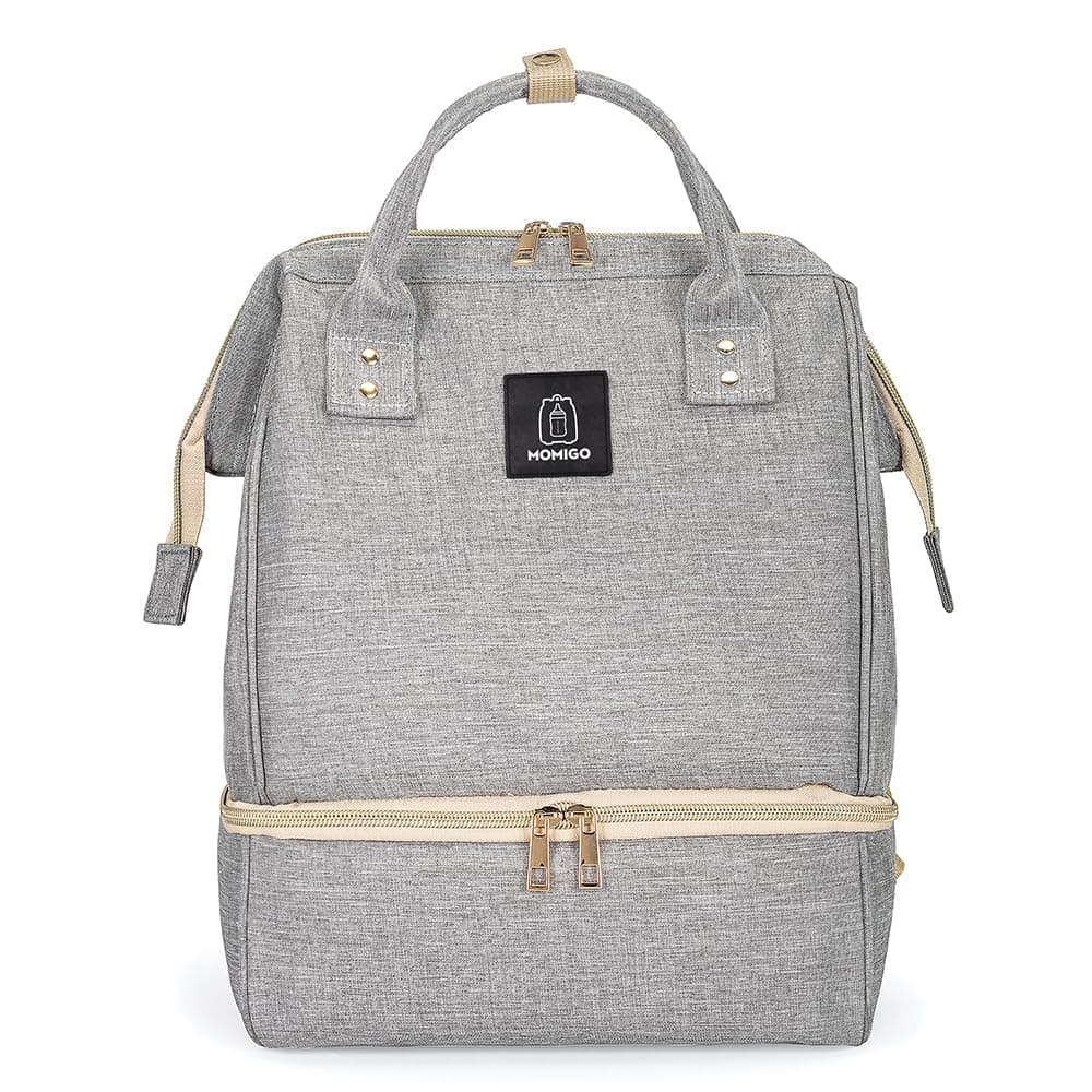 MOMIGO Breast Pump Backpack - Cooler and Moistureproof Bag Double Layer for Mother Outdoor Working Backpack with USB Charging Port, Large (Grey)