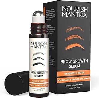 Nourish Mantra Brow Growth Serum | eyelash serum for Brow and lash Hairs Growth, volume & Thickness | Formulated with Redensyl, Biotin, Peptides & Amino Acids | 100% Eye Safe & Fragrance Free - 10 ml